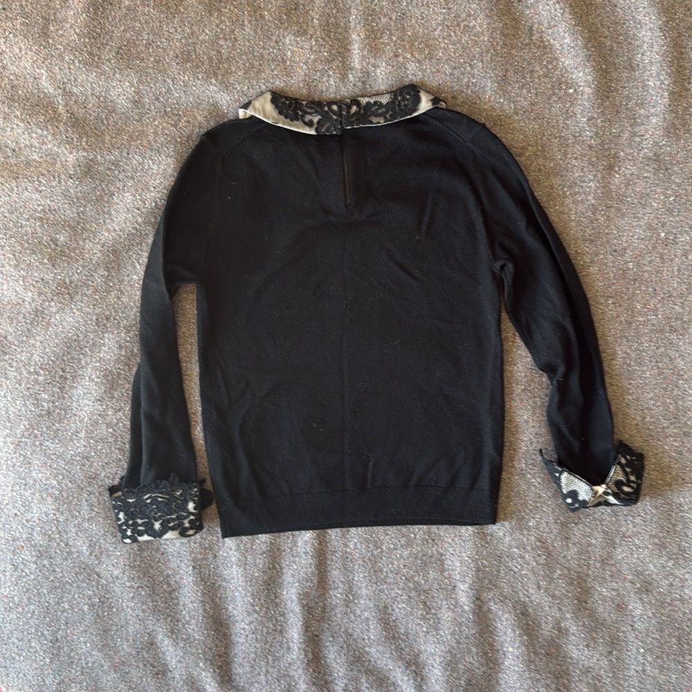 Alice + Olivia Black 100% Wool Sweater with Removable Lace Accents (Size S) - Picture 5 of 13